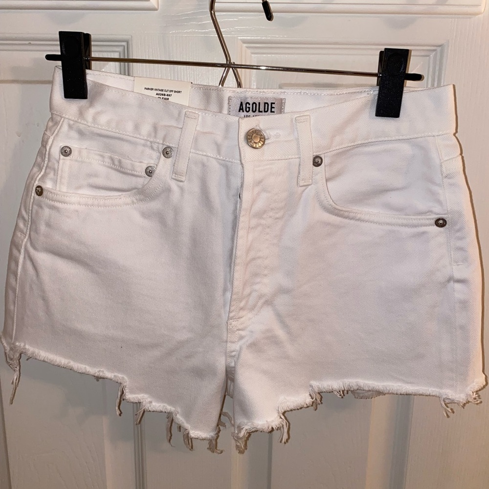 AGOLDE white button up shorts